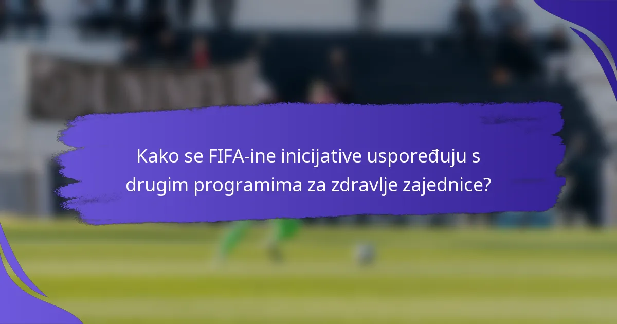 Kako se FIFA-ine inicijative uspoređuju s drugim programima za zdravlje zajednice?