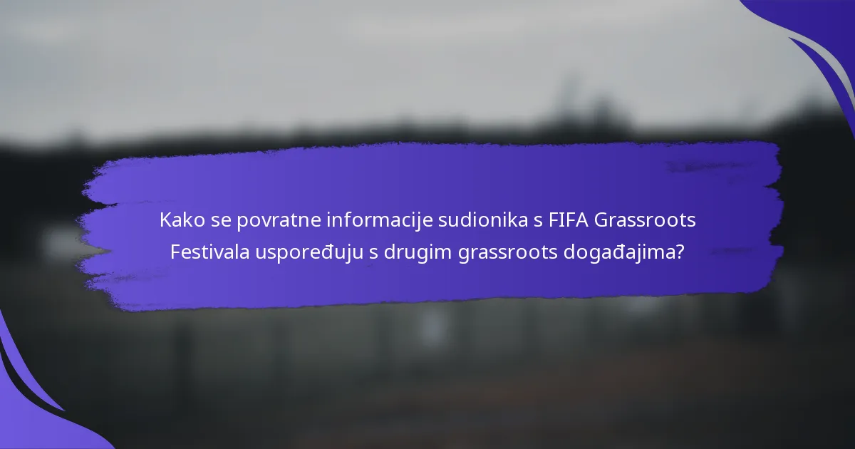 Kako se povratne informacije sudionika s FIFA Grassroots Festivala uspoređuju s drugim grassroots događajima?