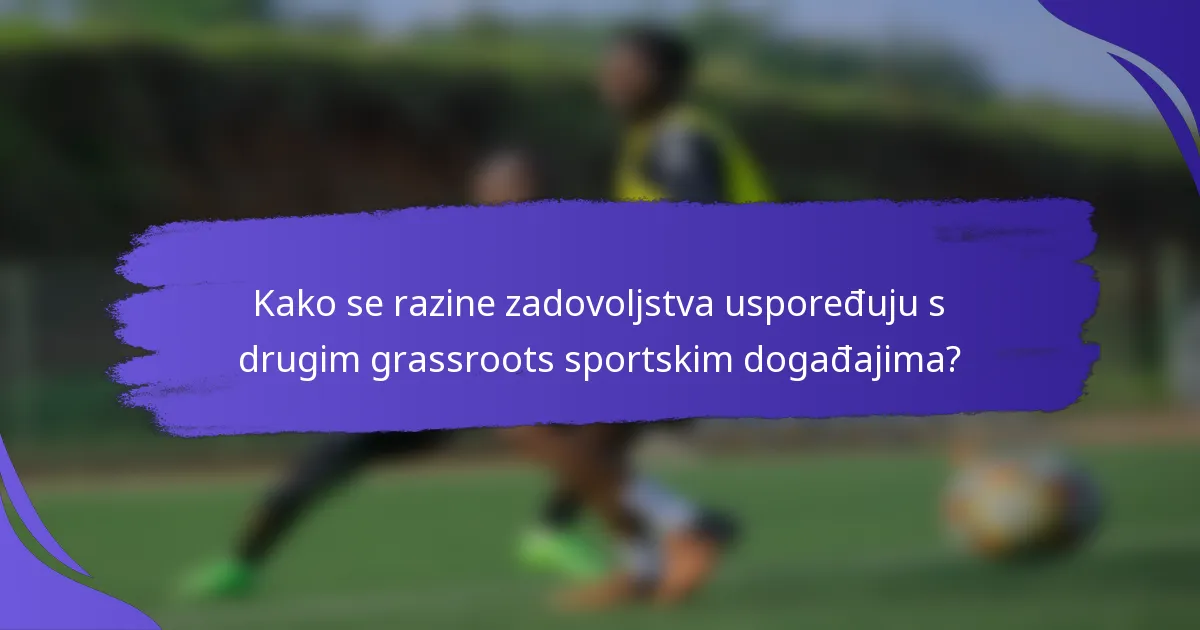 Kako se razine zadovoljstva uspoređuju s drugim grassroots sportskim događajima?