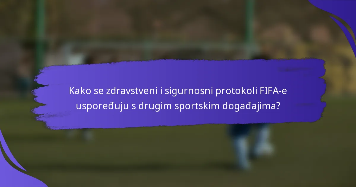 Kako se zdravstveni i sigurnosni protokoli FIFA-e uspoređuju s drugim sportskim događajima?