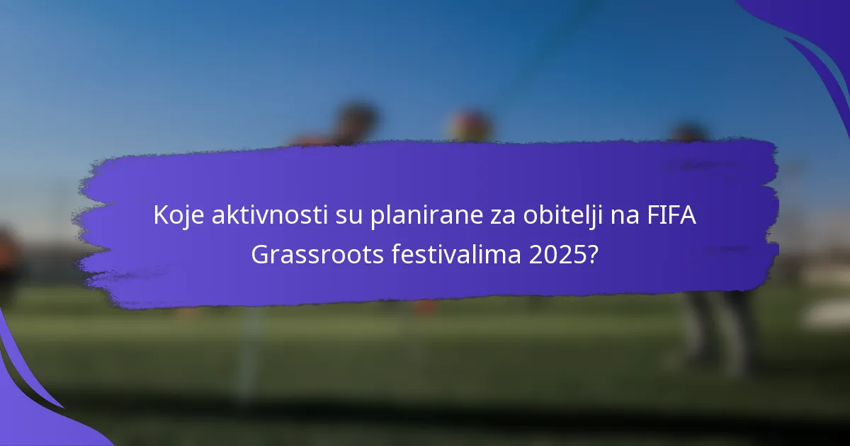 Koje aktivnosti su planirane za obitelji na FIFA Grassroots festivalima 2025?