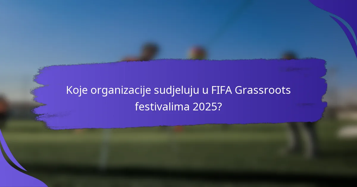 Koje organizacije sudjeluju u FIFA Grassroots festivalima 2025?