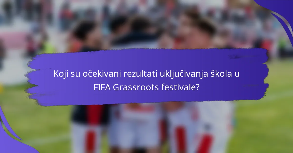 Koji su očekivani rezultati uključivanja škola u FIFA Grassroots festivale?