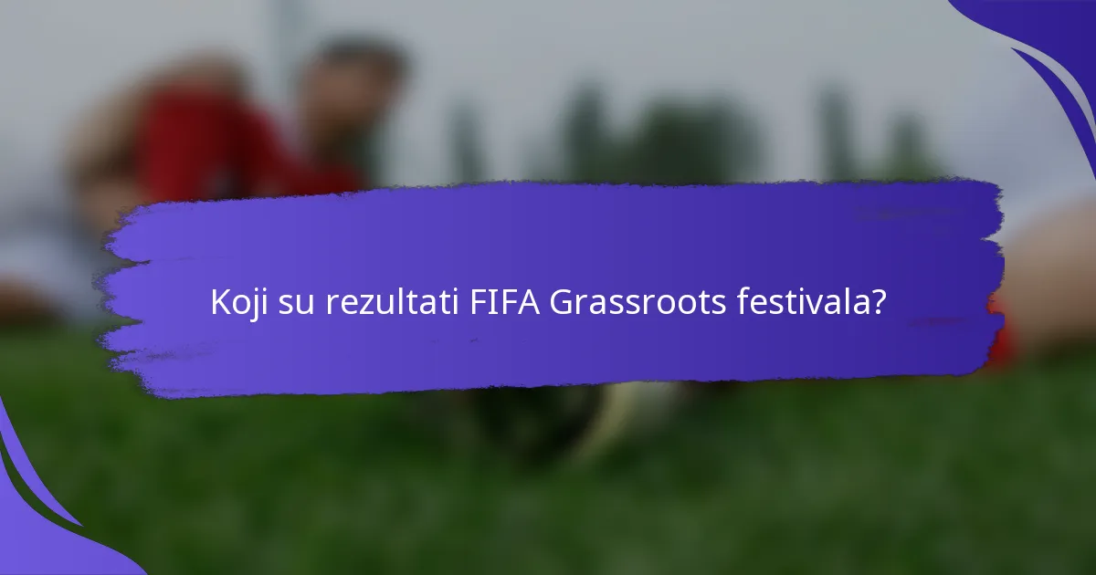 Koji su rezultati FIFA Grassroots festivala?